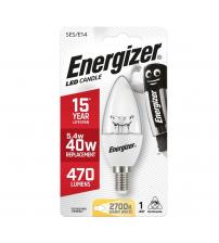 Energizer S8701 6W 470LM E14 Clear LED Candle Bulb - Warm White