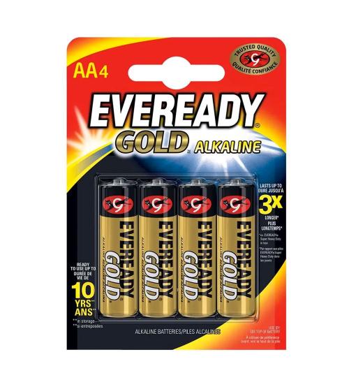 Eveready S11251 AA Alkaline Gold Batteries - Pack of 4