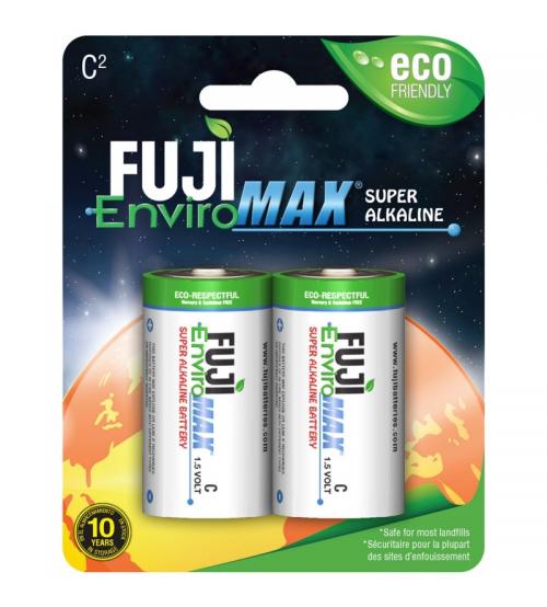 Fuji J10-4200BP2 EnviroMax C Size Super Alkaline Batteries Carded 2
