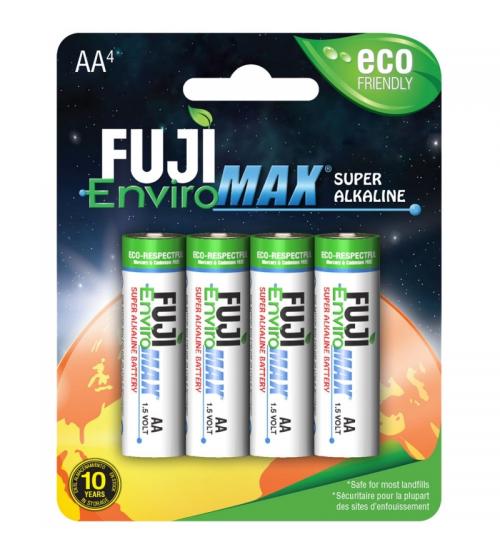 Fuji J10-4300BP4 EnviroMax Super AA Standard Alkaline Batteries Carded 4
