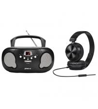 Groov-e GVPS733HPBK Original Boombox Portable CD Player & Radio Black with Stereo Headphone