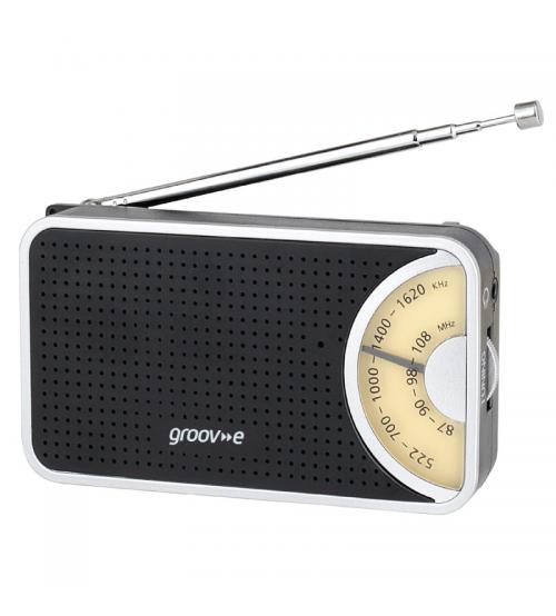Groov-e GVAR01BK AM-FM Pocket Radio with Earphones - Black