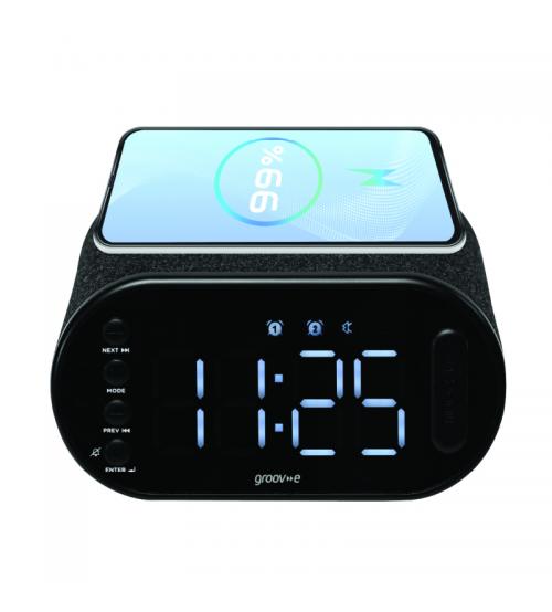Groov-e GVCR06BK Atlas II Alarm Clock Radio with Bluetooth Speaker & Wireless Charging Pad