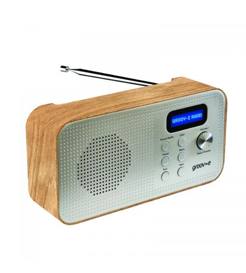 Groov-e GVDR11WD Lisbon Portable DAB+ Digital & FM Radio with Bluetooth - Wood Finish