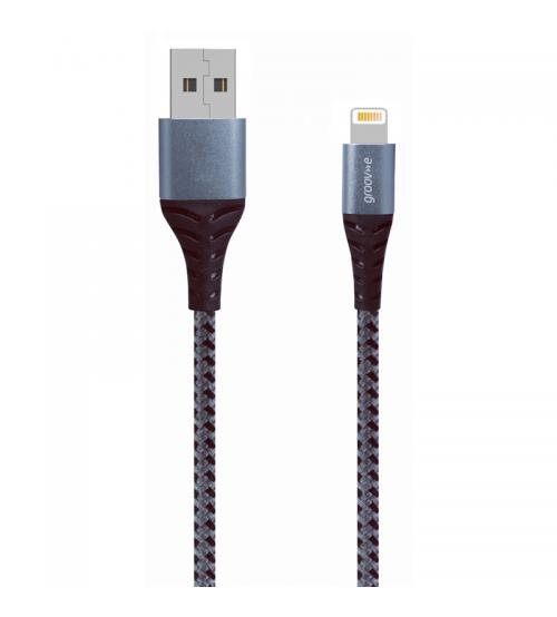 Groov-e GVMA043SG MFI Lightning to USB-A Charging Cable 1M Braided - Space Grey
