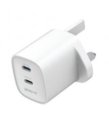 Groov-e GVMA108WE Dual USB-C 35W GaN Wall Charger with Power Delivery - White Groov-e GVMA108WE Dual USB-C 35W GaN Wall Charger with Power Delivery - White