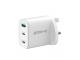Groov-e GVMA109WE Dual USB-C & USB-A 65W GaN Wall Charger with Power Delivery - White