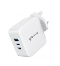 Groov-e GVMA110WE Dual USB-C & USB-A 100W GaN Wall Charger with Power Delivery - White