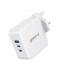 Groov-e GVMA110WE Dual USB-C & USB-A 100W GaN Wall Charger with Power Delivery - White