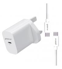 Groov-e GVMA112WE USB-C Wall Charger 25W with USB-C to USB-C Cable - White