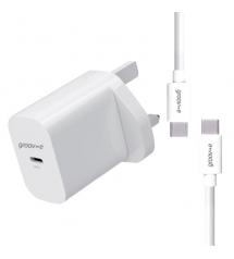 Groov-e GVMA112WE USB-C Wall Charger 25W with USB-C to USB-C Cable - White Groov-e GVMA112WE USB-C Wall Charger 25W with USB-C to USB-C Cable - White