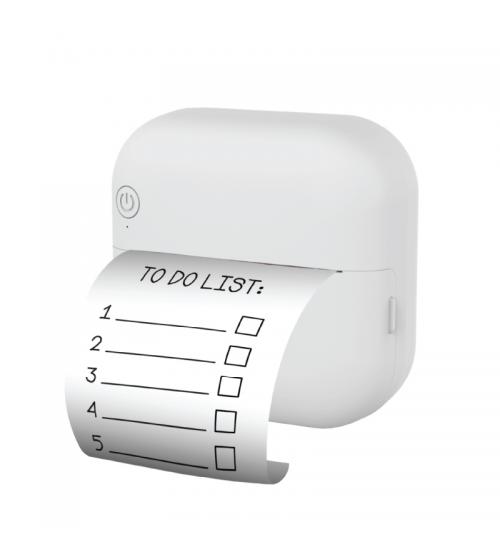 Groov-e GVMA211WE Portable Bluetooth Mini Thermal Printer with Paper & Self-Adhesive Rolls