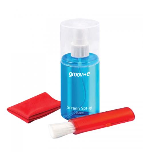 Groov-e GVPC36 Screen Cleaning Kit 200ml with Microfibre Cloth and Brush