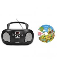 Groov-e GVPS733CD10BK Original Boombox Portable CD Player & Radio Black with Chidrens Stories CD