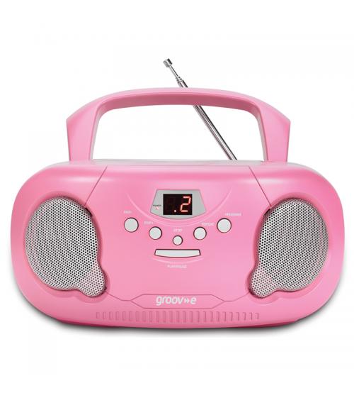 Groov-e GVPS733PK Original Boombox Portable CD Player with Radio - Pink