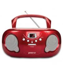 Groov-e GVPS733RD Original Boombox Portable CD Player with Radio - Red
