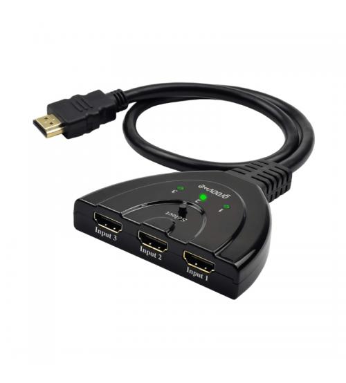 Groov-e GVTV05BK 3-Port 4K HDMI Switch with Auto & Manual Switching