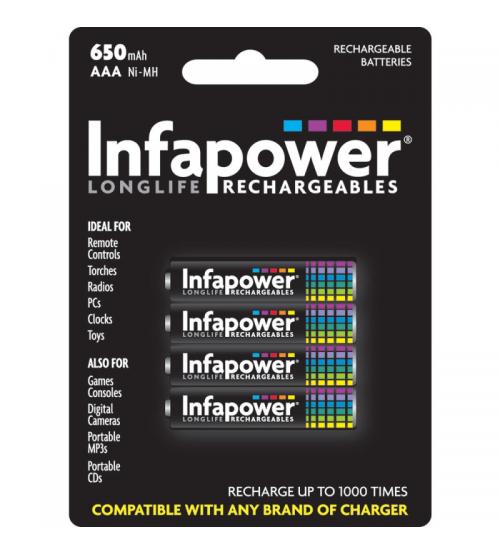 Infapower B001 Rechargeable AAA Ni-MH Batteries 650mAh - 4 Pack