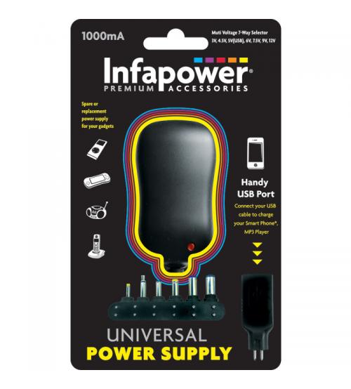 Infapower P002 1000mA 7-Way Universal Power Supply AC/DC Adaptor