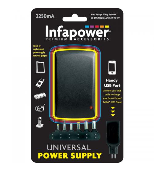 Infapower P004 2250mA 7-Way Universal Power Supply AC/DC Adaptor
