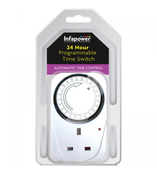 Infapower X011 Programmable 24 Hour Switch Timer - White