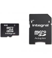 Integral INMSDH8G10 Micro SD Card 8GB with SD Adapter - Class 10