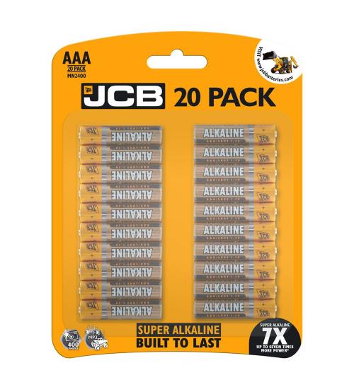 JCB S12108 LR03 / AAA 1.5V Super Alkaline Batteries Pack of 20