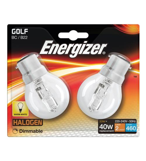 Energizer S4879 ECO 33W B22 Mini Globe Halogen Light Pack of 2