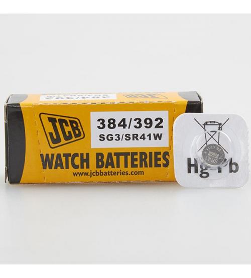 JCB S5435 384/392/SG3/SR41W Silver Oxide Watch Batteries Carded 1