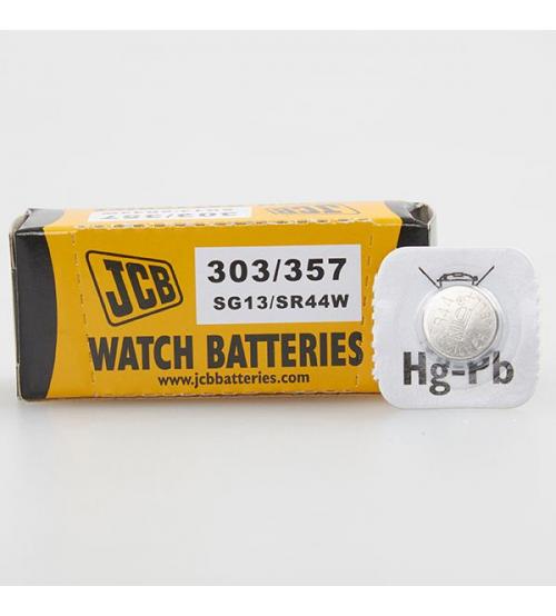 JCB S5445 303/357/SG13/SR44W Silver Oxide Watch Batteries Carded 1