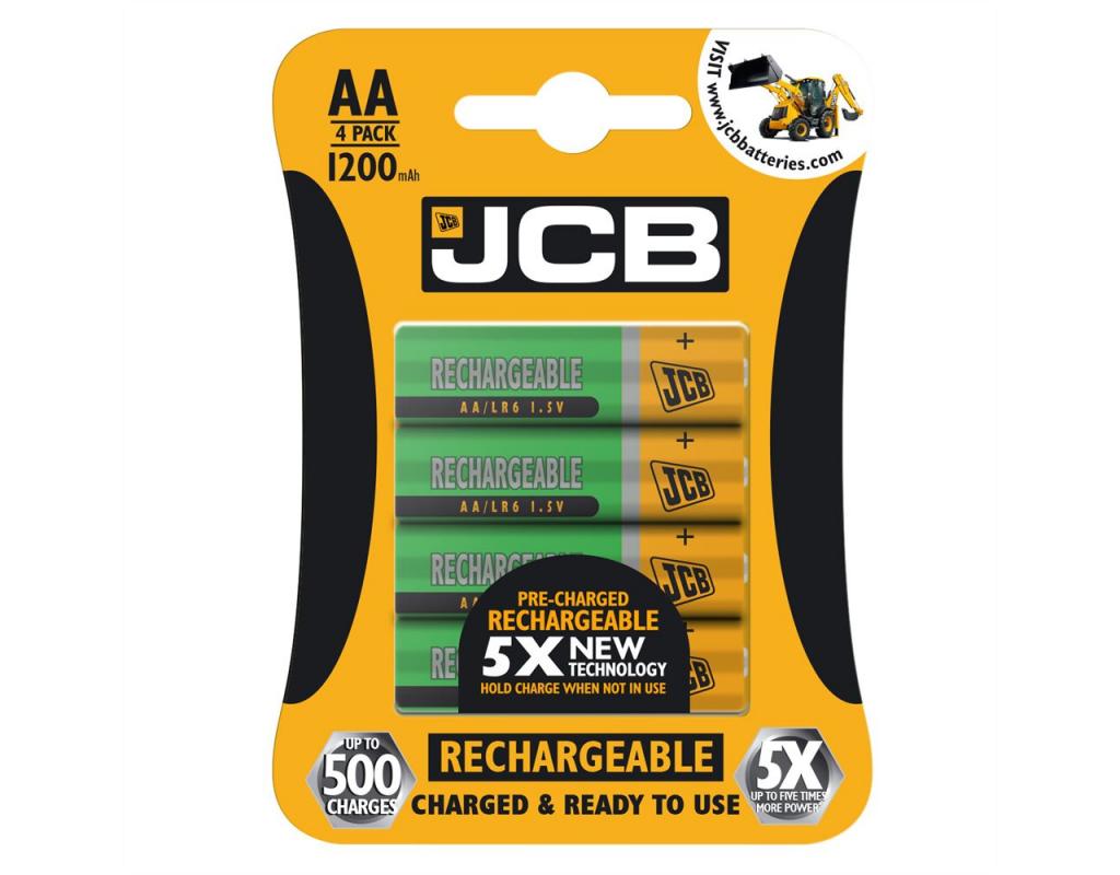 JCB S5452 1200mAh 1.5V AA Rechargeable Batteries Carded 4