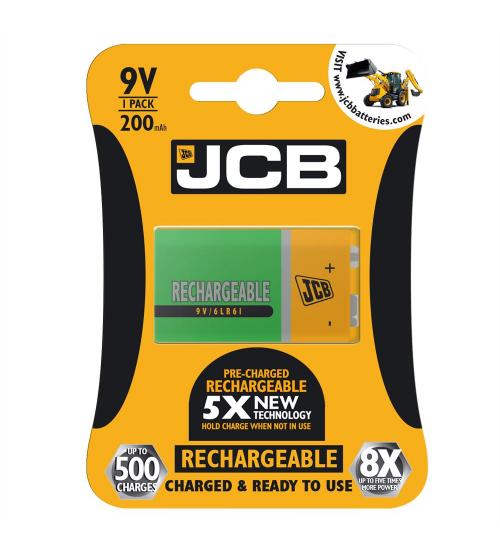 JCB S6420 200mAh 9V Rechargeable Batteries Carded 1
