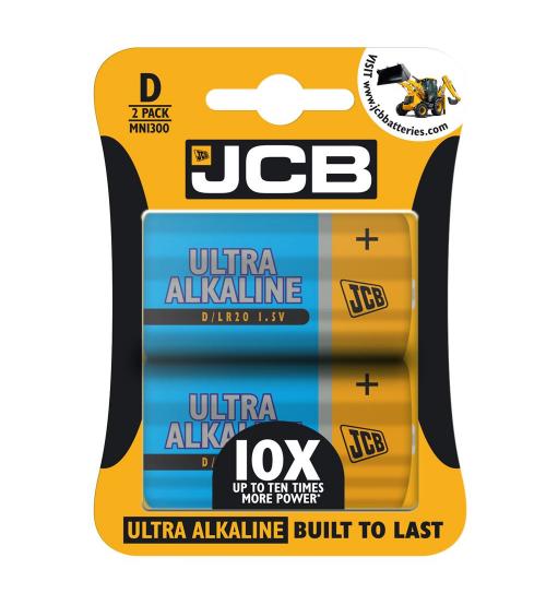 JCB S8811 LR20 / D Size 1.5V Ultra Alkaline Batteries Carded 2