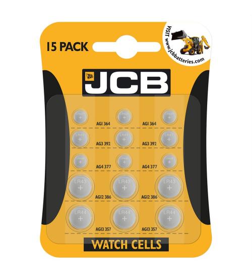 JCB S9715 Watch Batteries Pack of 15 Mixed Watch Cells