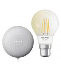 Ledvance LV542723 Google Nest Mini & Ledvance Smart+ Bluetooth B22D Filament Bulb Bundle