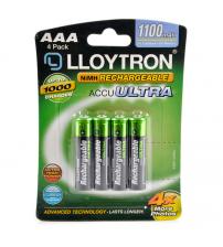 Lloytron B1004 Rechargeable Accuultra AAA Ni-MH Batteries 1100mAh - 4 Pack