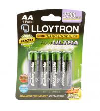 Lloytron B1025 Rechargeable Accuultra AA Ni-MH Batteries 2700mAh - 4 Pack