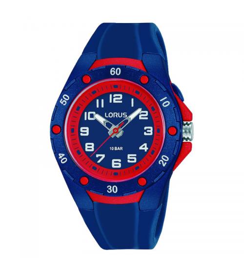 Lorus R2373NX9 Kids Dark Blue Silicone Strap & Dial Watch with Red Accents