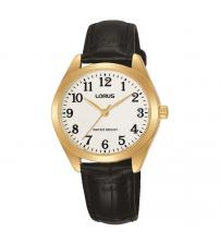Lorus RG238TX5 Ladies Easy Reader Gold Case Black Leather Strap Watch