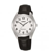 Lorus RG239TX5 Ladies Easy Reader Silver Case Black Leather Strap Watch