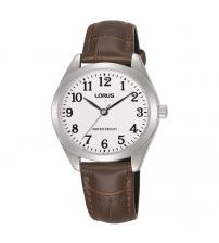 Lorus RG241TX9 Ladies Easy Reader Silver Case Brown Leather Strap Watch
