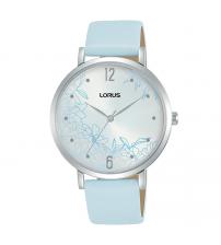 Lorus RG297TX9 Ladies Patterned Dial Watch with Light Blue Leather Strap & White Dial
