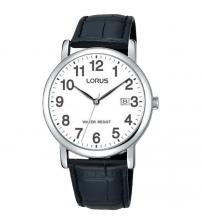 Lorus RG865CX5 Mens Easy Reader Silver Case Black Leather Strap Watch