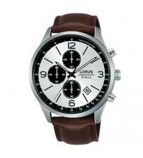 Lorus RM321HX9 Mens Dress Chronograph Watch with Brown Leather Strap & White Dial
