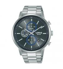 Lorus RM399GX9 Mens Sports Chronograph Watch with Stainless Steel Strap & Grey Dial