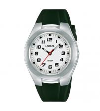 Lorus RRX85GX9 Kids Dark Green Silicone Strap & White Dial Watch with Curved Acrylic Glass