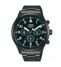 Lorus RT361JX9 Mens Aviator Chronograph Watch with Black Stainless Steel Strap & Dial