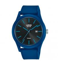 Lorus RX305AX9 Mens Sports Solar Watch with Blue Silicone Strap & Black and Blue Face