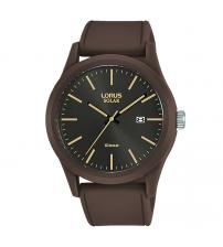 Lorus RX307AX9 Mens Sports Solar Watch with Brown Silicone Strap & Brown and Gold Face