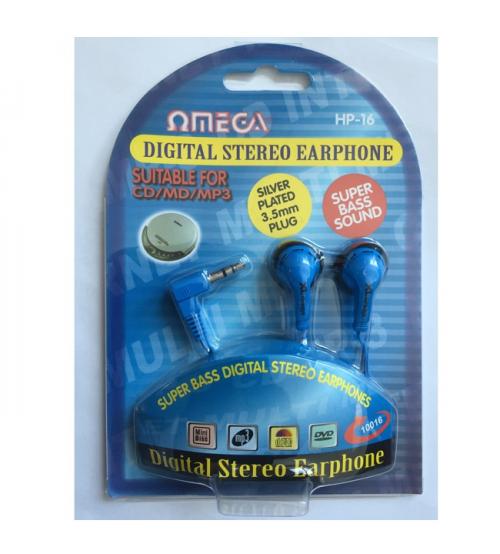 Omega 10016 HP-16 Digital Stereo Headphone for Digital CD/MD MP3 Players - Blue